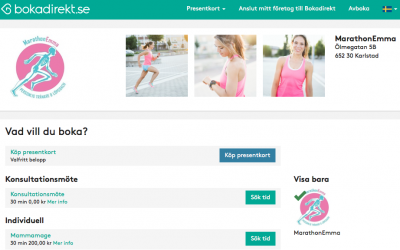 NYHET: Boka din tid på marathonemma.bokadirekt.se